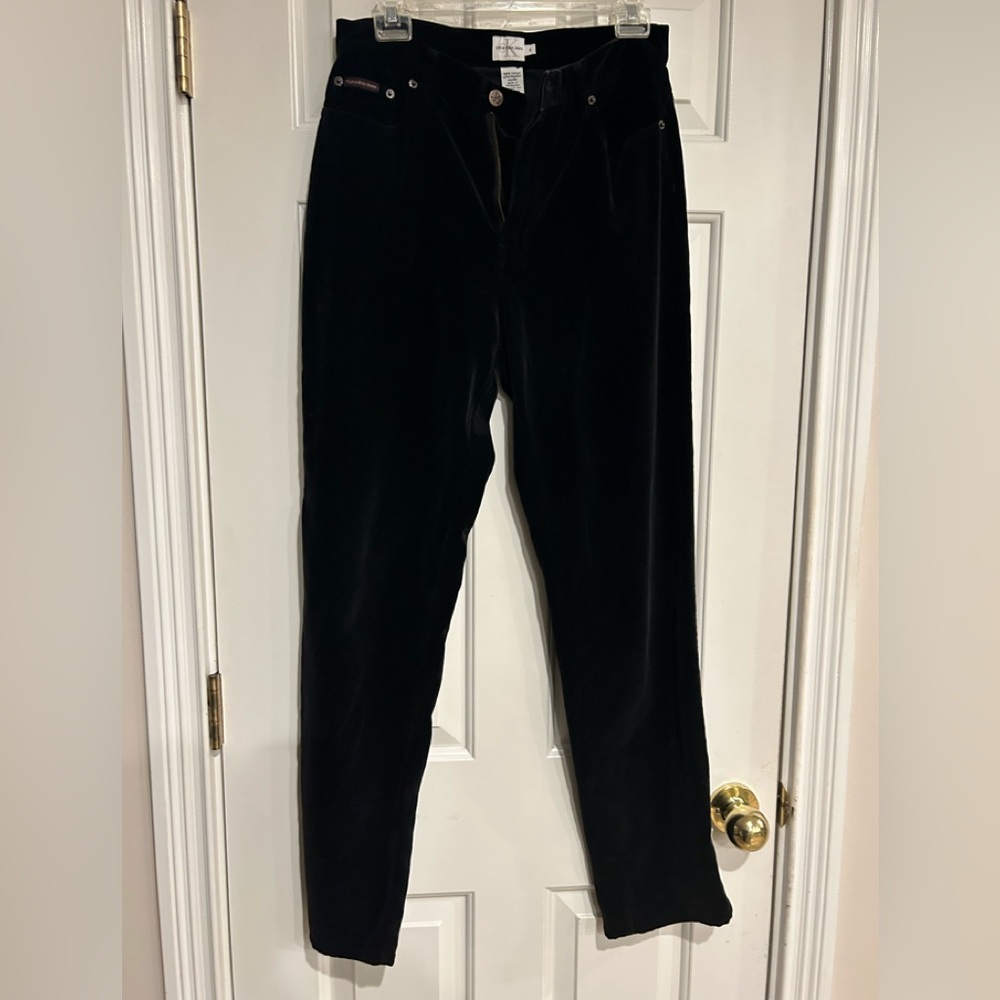 Sale: Calvin Klein Jeans black velvet women's pants, front & back pocket